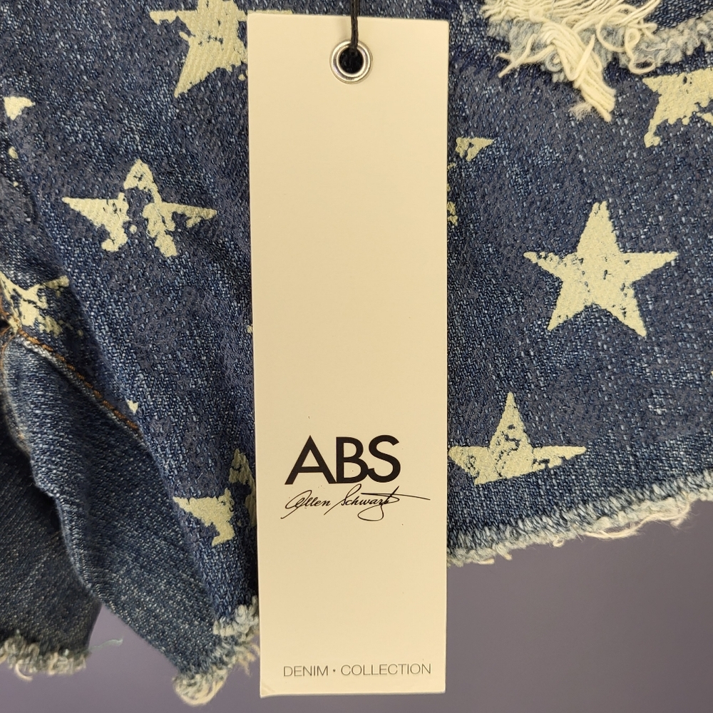 NWT ABS by Allen Schwartz Painted Denim Shorts size 26 - Picture 3 of 7